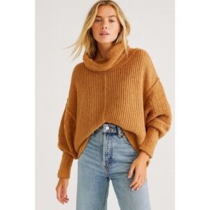 Free People Be Yours‎ Cowl Neck Sweater Camel Size XS